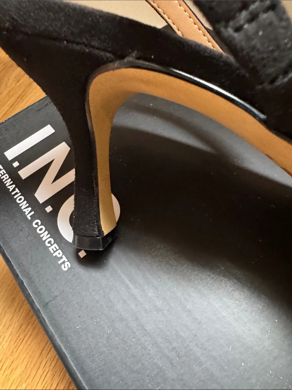 INC International Concepts Black Beaded Pointed Slingback Heels
